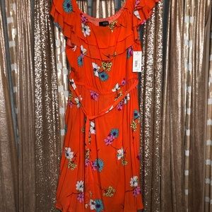 Orange Tropical Floral Dress